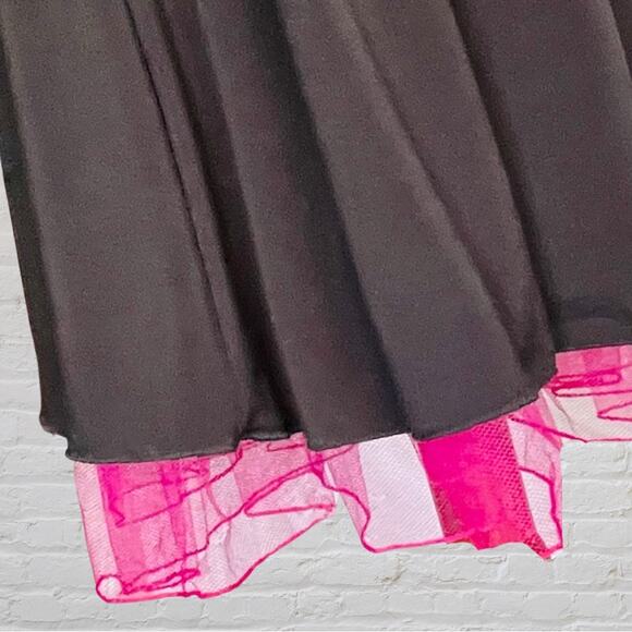 Y2K Windsor Fit & Flare Dress | Black & Pink | Ruched | Peekaboo Crinoline | S - Picture 7 of 11